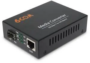 6COMGIGA 10G Fiber Media Converter,1x 1000M/2.5G/5G/10GBase-T Auto-Negotiation RJ45 Slot to 1x 10GBase-X SFP+ Slot,Support 10GBase-SR/LR Transceiver, 10G SFP to RJ45 Media Converter