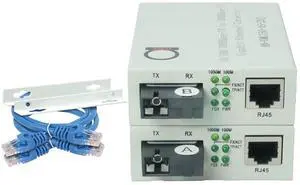 Single Mode SC WDM Single Fiber Bi-Di Gigabit Media Converter - Built-In Fiber Module 20km (12.42 miles)  to UTP Cat5e Cat6 10 100 1000 RJ-45  Auto Sensing Gigabit or Fast Ethernet Speed -1 pair