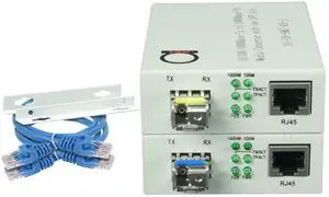 Single Mode LC WDM Single Fiber Bi-Di Gigabit Media Converter - Built-in Fiber Module 20km (12.42 Miles) - to UTP Cat5e Cat6 10/100/1000 RJ-45 - Auto Sensing Gigabit or Fast Ethernet Speed -1 Pair