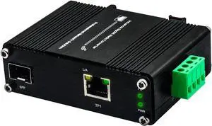 Mini Industrial SFP Ethernet Media Converter, 12~48VDC Input, DIN-Rail & Wall Mount, Full/Half-Duplex,10/100/1000Base-T to 100/1000Base-X SFP, -40°F to 167°F Operating Temperature