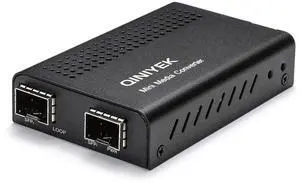 10 Gigabit Ethernet SFP+ to SFP+ Fiber Media Converter - 2 x Open SFP+ Slots, SFP+ Media Converter- Supports 10GB SFP+ Fiber and Copper Modules, DC 5~12V, Power Adapter Included