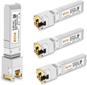 4Pack 1.25G/2.5G/5G/10GBase-T SFP+ Transceiver, 10G T SFP+ RJ45 Copper Module CAT.6a for Cisco SFP-10G-T-S, Ubiquiti UF-RJ45-10G, Fortinet, Netgear, D-Link, Supermicro, TP-Link, up to 30m