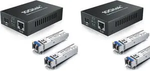 Pack of 2 1.25G SFP LX Media Converter Kit with 1000Base-LX/LH SFP Transceiver
