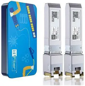 H!Fiber 10Gb SFP+ RJ45 Module, 10Gbase-T Ethernet SFP+ Copper Transceiver Support 10G/5G/2.5G/1.25G, Compatible with Ubiquiti UF-RJ45-10G, UniFi, TP-Link, MikroTik, Fortinet, D-Link, 30m, 2 Pack