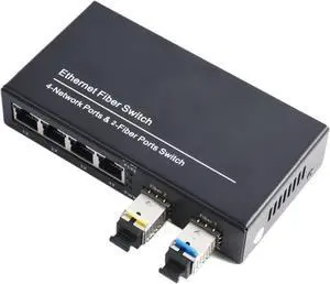 1PCS Gigabit SF-P Media Converter 2 SF-P to 4 RJ45 Transceiver 10/100/1000M Fiber Optic Switch with 3KM/20KM LC/SC SF-P Module (Size : SC Module Kit2)