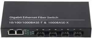 Ethernet Media Converter, RJ45 Gigabit Ethernet Converter 4 Fiber 2 Ports Single Mode Dual Fiber Transceiver for IEEE802.3Z AB 1000BaseSXLX