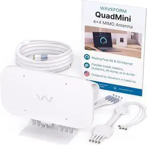 Waveform QuadMini: 4x4 MIMO Low-Profile Antenna Kit | External Antenna for 4G/5G Routers & Gateways | for T-Mobile Home Internet, Verizon, AT&T | 10 SMA Cable, U.FL Adapters, Window Entry