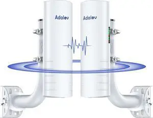 5KM Wireless Bridge with 2 x 1Gbs Ports and Bracket Mounts for Network Extend, AdaLov CPE361 Point to Point Wireless Bridges Outdoor with 14DBi high gain Antenna,5.8G WiFi Bridge CPE (2 Pack)