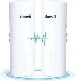 Wireless Bridge, UeeVii CPE820 5.8G Point to Point Starlink WiFi Extender Signal Booster with 16dBi Antenna, Long Range Up to 3KM, Plug and Play,24~48V PoE, IP65 Waterproof for Barn Shop,2-Pack