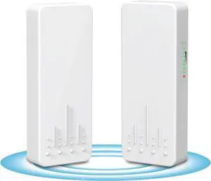 Outdoor Wireless Bridge, NICGIGA 5.8G 4KM Transmission WiFi Point-to-Point Wireless Ethernet Bridge Router, with 2 Gigabit RJ45 LAN Ports, 2-Pack CPE, Factory Pairing Without Setting, Plug and Play.