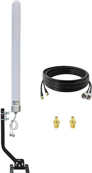 Outdoor Omni Directional 2x2 MIMO 4G LTE Antennas, 4G/ LTE Modem Antenna SMA TS9 with 10Meter Cable/Mounting Pole for 4G LTE WiFi Hotspot (Full Kit)