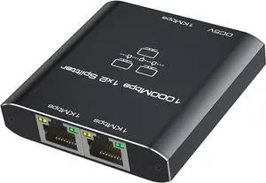 Ethernet Splitter 1 to 2 High Speed 1000Mbps, Gigabit RJ45 Internet Ethernet Switch, Network LAN Splitter with USB Power Cable for Cat 5/5e/6/7/8 Cable [2 Devices Networked Simultaneously]