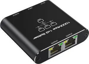 Ethernet Splitter 1 to 2 High Speed 1000Mbps, Gigabit RJ45 Internet Ethernet Switch, Network LAN Splitter with USB Power Cable for Cat 5/5e/6/7/8 Cable [2 Devices Networked Simultaneously]