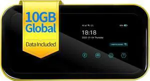 FREEBOT 4G LTE Mobile Hotspot Router with Prepaid 10GB Global Data 365 Days, Portable WiFi for Travel in 150+ Countries, Local and International Router, Multi-Carrier No Contract SIM Card Needed