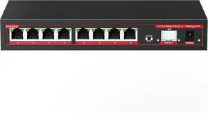 2.5G Switch 9 Ports with 1*10Gb switches , 8 Ports 2.5Gb and 1x10G SFP+ Slot, Vlan FunctionEthernet ,Network Switch, 60Gbps Capacity, Splitter| Plug & Play| Fanless Metal Design| Traffic