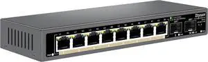 10 Port Unmanaged 2.5G Ethernet Switch with 8 x 2.5G RJ-45 Ports, 2 x 10G SFP+ Ports, Ports Speed Auto-Negotiation-100/1000/2500Mbps, One-Key VLAN, Fanless Metal Design, Plug & Play