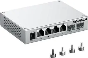 6 Port 2.5Gb Easy Web Managed Switch, 4 x 2.5G Base-T Ports, 2 x 10G SFP+,Aluminum Alloy Cooling & Magnetic Mounting - LACP/QoS/VLAN/IGMP Managed Multi-Gigabit Switch for Homelab