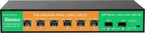 8-Port 10G Switch Unmanaged, 6 x 10G RJ45 Ports, 2 x 10G SFP+ Ports, 10G/2.5G/1G Auto-Negotiation, 160Gbps Capacity Ethernet Switch for 10G NAS, PC, WiFi7 Router,10G Adapter/NIC, Plug and Play