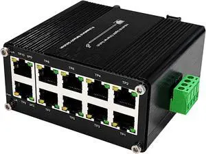 10-Port Gigabit Industrial Ethernet SwitchGrade Unmanaged Network Hub with Din-Rail or Wall Mount, Full Duplex Desktop,Fast Connection,Plug and Play, Rugged Metal Case, Wide Temperature Range