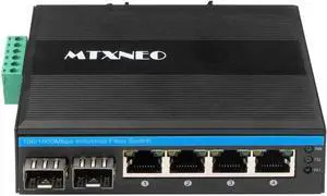 4Port POE++ Industrial Switch Full Gigabit Switch with 2SFP Ports 4RJ45 Ports with POE, up to 60W for Per Network Port Total 240W for Outdoor Use