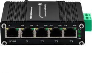 5-Port PoE Gigabit Ethernet Switch Mini Industrial Unmanaged Network Switch with 1248 VDC Input,DIN-Rail/Wall Mount, Plug & Play,Ideal for CCTV IP Cameras