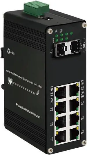 Industrial Gigabit Managed PoE Switch - 8 Ports 10/100/1000Mbps Web Management DIN Rail PoE Switch with 2 SFP Slots, Network PoE Switch Support Ring Network, VLAN, STP/RSTP