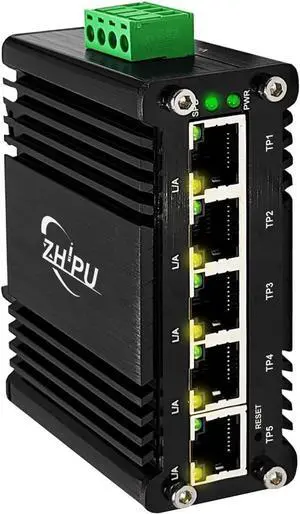 Industrial 5 Ports Managed Gigabit Ethernet Switch Web Management Switch Din Rail Small Smart Network Switch Support QoS, VLAN 12-48V DC