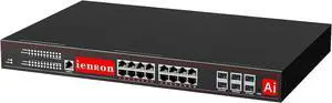 16 Port 2.5G Managed Layer 3 Switch with 6 Ports 10G SFP+, 16 x 2.5 Gigabit Ports, 6 x 10 Gigabit SFP+ Switch, Ethernet Switch, Smart Switch, Flexible DHCP/VLAN/MAC/ACL/QoS/SNMP V1/V2/V3/IGMP