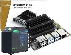 Yahboom Jetson Nano 4GB SUB Developer Kit Case, Wireless Network Card, USB Microphone Camera, Ubuntu ROS 2 AI LLM Visual Recognition(Nano SUB, Mini PC Kit)