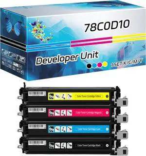 78C0D10 Developer Unit Compatible for Lexmark C2325 C2425 C2535 C2240 MC2325 MC2425 MC2535 MC2640 XC2235 4240 Printers, High Yield 22500 Pages, with Chip High-Definition Printing (4-Pack BK/C/M/Y)