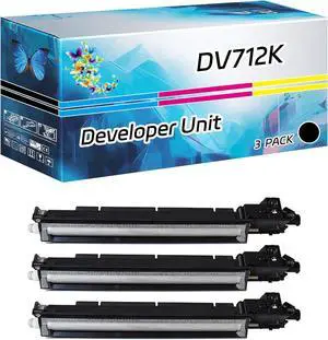 DV712K Developer Unit Compatible for Konica Minolta bizhub C659 bizhub C759 Printers, High Yield 120000 Pages, with Chip High-Definition Printing (3 Pack Black)