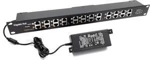 PoE Texas 12 Port Gigabit PoE Injector - Passive Power Over Ethernet Midspan Injector with 48 Volt 60 Watt Power Supply for 802.3af/at Devices - Mode A/B for IP Cameras, Phones, WiFi Access Points