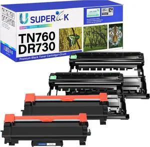 (2 Toner, 2 Drum Compatible for Brother TN760 TN730 Toner Cartridge and DR730 Drum Unit Work with HL-L2395DW HL-L2390DW HL-L2370DW MFC-L2750DW MFC-L2710DW Laser Printer