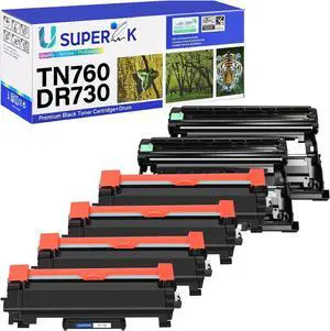 (4 Toner, 2 Drum Compatible for Brother TN760 TN730 Toner Cartridge and DR730 Drum Unit Work with HL-L2395DW HL-L2390DW HL-L2370DW MFC-L2750DW MFC-L2710DW Laser Printer