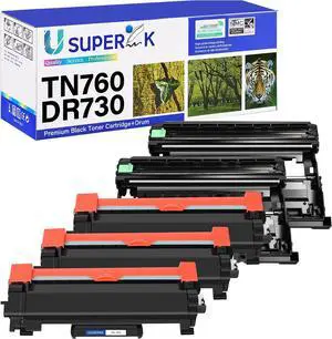 (3 Toner, 2 Drum Compatible for Brother TN760 TN730 Toner Cartridge and DR730 Drum Unit Work with HL-L2395DW HL-L2390DW HL-L2370DW MFC-L2750DW MFC-L2710DW Laser Printer