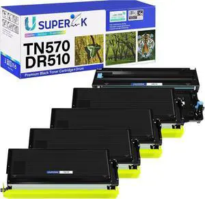 TN570 Toner Cartridge DR510 Drum Unit Compatible for Brother TN-570 TN540 DR-510 Work with DCP-8040 DCP-8045 HL-5100 HL-5140 HL-5170 MFC-8220 MFC-8840 Printer (4 Toner, 1 Drum)