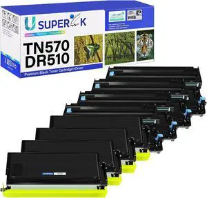 TN570 Toner Cartridge DR510 Drum Unit Compatible for Brother TN-570 TN540 DR-510 Work with DCP-8040 DCP-8045 HL-5100 HL-5140 HL-5170 MFC-8220 MFC-8840 Printer (4 Toner, 4 Drum)