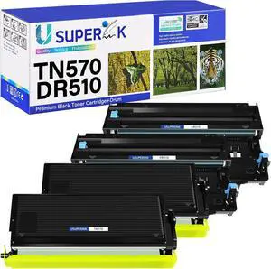 TN570 Toner Cartridge DR510 Drum Unit Compatible for Brother TN-570 TN540 DR-510 Work with DCP-8040 DCP-8045 HL-5100 HL-5140 HL-5170 MFC-8220 MFC-8840 Printer (2 Toner, 2 Drum)
