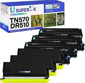 TN570 Toner Cartridge DR510 Drum Unit Compatible for Brother TN-570 TN540 DR-510 Work with DCP-8040 DCP-8045 HL-5100 HL-5140 HL-5170 MFC-8220 MFC-8840 Printer (3 Toner, 3 Drum)