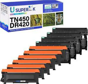 Compatible for Brother TN450 TN420 Toner Cartridge and DR420 Drum Unit Work with HL-2270DW HL-2280DW MFC-7360N DCP-7065DN Intellifax 2840 2940 Printer (6 Toner, 4 Drum)