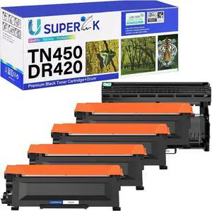 Compatible for Brother TN450 TN420 Toner Cartridge and DR420 Drum Unit Work with HL-2270DW HL-2280DW MFC-7360N DCP-7065DN Intellifax 2840 2940 Printer (4 Toner, 1 Drum)