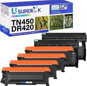 Compatible for Brother TN450 TN420 Toner Cartridge and DR420 Drum Unit Work with HL-2270DW HL-2280DW MFC-7360N DCP-7065DN Intellifax 2840 2940 Printer (4 Toner, 2 Drum)