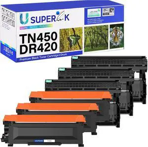 Compatible for Brother TN450 TN420 Toner Cartridge and DR420 Drum Unit Work with HL-2270DW HL-2280DW MFC-7360N DCP-7065DN Intellifax 2840 2940 Printer (3 Toner, 3 Drum)