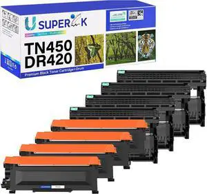 Compatible for Brother TN450 TN420 Toner Cartridge and DR420 Drum Unit Work with HL-2270DW HL-2280DW MFC-7360N DCP-7065DN Intellifax 2840 2940 Printer (4 Toner, 4 Drum)