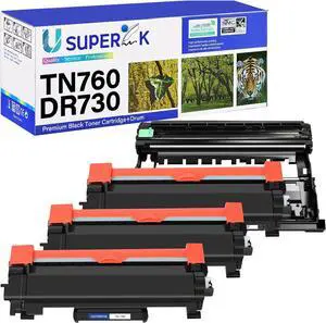 (3 Toner, 1 Drum Compatible for Brother TN760 TN730 Toner Cartridge and DR730 Drum Unit Work with HL-L2395DW HL-L2390DW HL-L2370DW MFC-L2750DW MFC-L2710DW Laser Printer