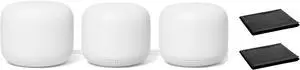 Google Nest WiFi Mesh Router (AC2200) with 2 Points, Google Assistant Built-in, 3-Pack, Snow  Whole Home Coverage up to 5400 Sq Ft, Multiple 4K Streams, Handles 200 Devices, W/ 2X Microfiber Cloths