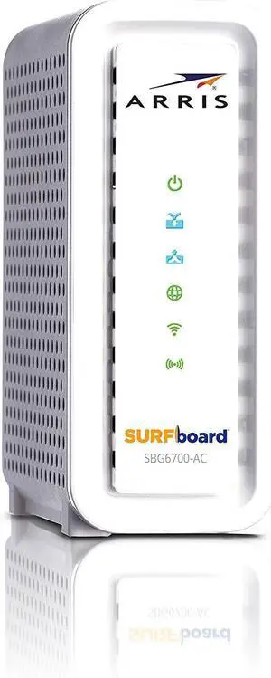 ARRIS SURFboard (8x4) Docsis 3.0 Cable Modem Plus AC1600 Dual Band Wi-Fi Router, Certified for Comcast Xfinity, Spectrum, Cox & More (SBG6700AC), White, Max Download Speed: 343 Mbps