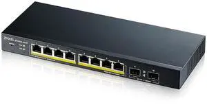 Zyxel 8-Port PoE Gigabit Switch | Smart-Managed | 8x PoE+ @77W | 2x SFP | Desktop or Wall Mount [GS1900-10HP]