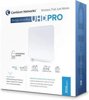 Cambium Networks Bridge-in-a-Box UHD PRO | Plug-n-Play Outdoor Wireless Ethernet Bridge | Pre-paired Point-to-Point Link | 5 Mile Wireless Range | 802.11ac | Up to 600 Mbps Throughput (C058900B901A)