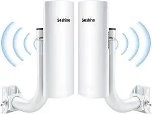 Soshine Wireless Bridge with Mounts - 300Mbps 5.8G,Point to Point Wireless Bridge Outdoor to Shop Barn Garage Building, 3KM Long Distance,Plug and Play,2 RJ45 LAN Port,24V PoE Injector,2Pack